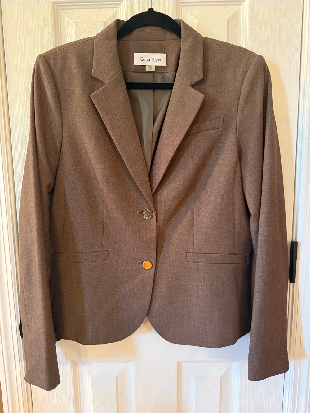 Calvin Klein Women's Taupe/Brown Single-Breasted Blazer